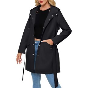 Women's Lightweight Anorak Utility Jacket Button Down Spring Waterproof Coat Fall Casual Hoodies