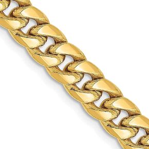 IceCarats 14K الذهب الأصفر الصلب 6 مم ميامي الكوبي كبح ربط سلسلة قلادة