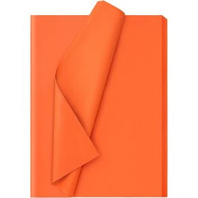 Simetufy ورق مناديل برتقالي لحقائب الهدايا، 125 ورقة مقاس 14 × 20 بوصة ورق تغليف برتقالي للتغليف، مجموعة مناديل ورقية للخريف، والهالوين، وعيد الشكر، وأعياد الميلاد، وديكور العطلات والحرف اليدوية in Kuwait
