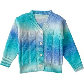 Toddler Girls Cardigan Sweater Button Knit Sweater Kids Rainbow Colors Coat Size 2-7T