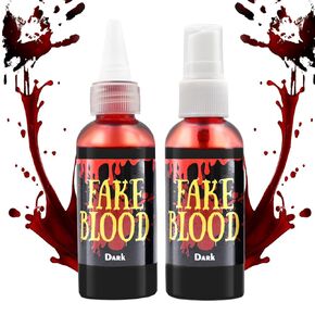 2 Pack Each 2.1oz Halloween Fake Blood Spray, Realistic Washable New Fresh Blood Splatter, Liquid Blood for Zombie, Vampire, Monster SFX Makeup Cosplay Costume Accessories Stage Party Supplies