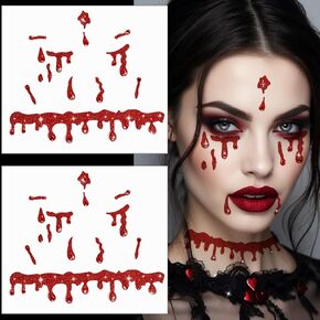 NOOEPC 2 Packs Vampire Face Jewels Face Gems, Vampire Costume For Woman Vampire Accessories, All In One Festival Self Adhesive Devil Accessories Halloween Costumes Vampire Jewelry for Women Girls