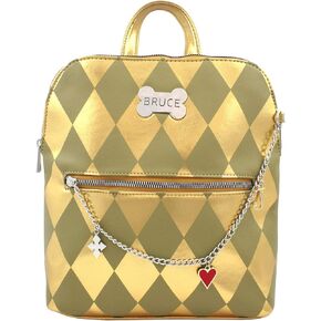Bioworld Birds of Prey Harley Quinn Boobytrap Battle Jumpsuit Overalls Costume Design Backpack Purse Bag (Gold, One Size)