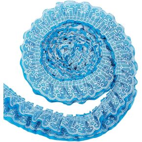 BENECREAT 2.73 Yards 3 Layer Ruffle Lace Pleated Trim, 5-1/8 inch Wide White Chiffon Flower Trim Gathered Ribbon for Wedding Applique Clothing Sewing Craft DIY Halloween Decor