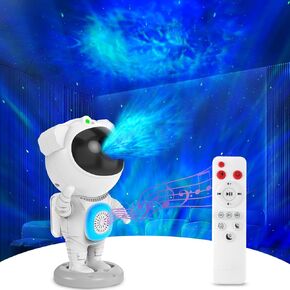 Astronaut Space Projector, Star Projector with Lamp, Galaxy Night Light for Kids, Bluetooth Speaker, Starry Nebula Ceiling LED Lamp, Room Decor for Birthdays, Christmas, Valentine's Day White