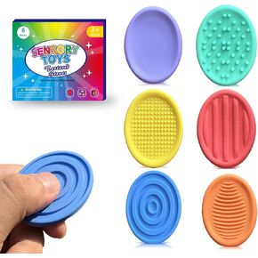 Fidget Toys for Kids Adults, 6Pcs Textured Sensory Stones for Autism ADHD Kids Calming, Fidget Stress Toys for Kids-Anxiety Relief, Fidgets for Classroom