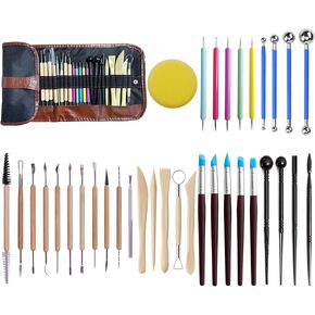 LANGQUN 35pcs Clay Sculpting Tools,Air Dry Clay Tools,Pottery Tools Kit,Polymer Clay Dotting Tools,Ceramic Supplies for Kids and Adults,Modeling,Shaping