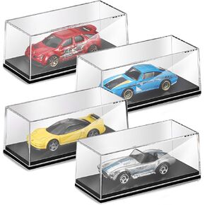 4 Pcs Clear Model Cars Display Case 4.17 x 1.81 x 1.81 Inches Fit for 1/64 Scale Acrylic Display Case Vehicles Toy Storage Collectors