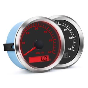 6000RPM Motorcycle RPM Tachometer Gauge Boat Digital Tachometer 85mm Car Tacho Gauge for Auto Marine Yacht with Backlight 9-32V Waterproof