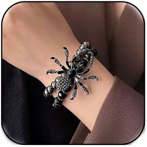 Choistily Punk Spider Bracelet for Women Spider Beaded Bracelet Big Spider Wrap Bracelet Gothic Spider Bracelet Halloween Beaded Bracelet for Women