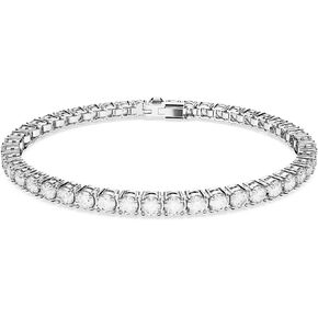 SWAROVSKI Matrix Tennis Bracelet, Round Cut, Clear, Rhodium Finished