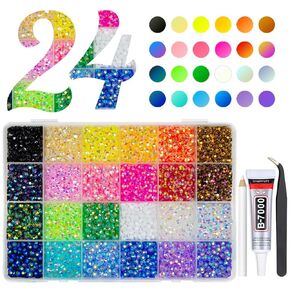 20000PCS 24 Color Jelly Resin Rhinestones Bulk 3mm 4mm Flatback Stones Rainbow Colorful Resin Non-Hotfix AB Gems Diamonds for Nails Eyes Face Makeup Crafting Tumblers Mugs DIY Crafts Decoration