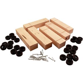 PineCar Woodland Scenics Basic Blocks with Wheels and Axels 6/Pkg, Multicolor