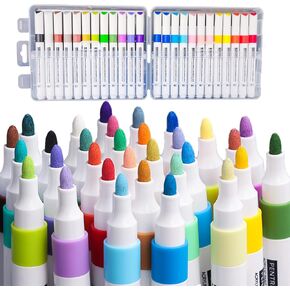 Acrylic Paint Pens Markers of 24 Colors, Acrylic Paint Markers Medium Tip Point Markers for Rock Painting,Wood,Canvas,Stone,Glass,Ceramic Surfaces, DIY Crafts Making Art Supplies