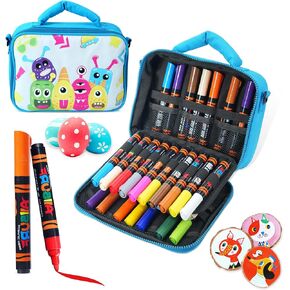 YPLUS Super Capacity Acrylic Paint Pens Markers, 40 Colors Big Acrylic Painting Pens Set, DIY Art Craft for Glass, Rock, Wood, Egg, Stone, Metal, Stocking Stuffers for Kids Toddler -Blue