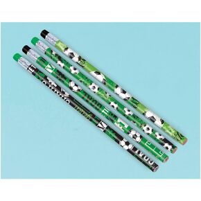 Assorted Goal Getter Pencils - 7.38" (Pack of 8) - Green-Themed Pencil Favors for Sports Parties & Events, Kids' Birthdays & Daily Home Use