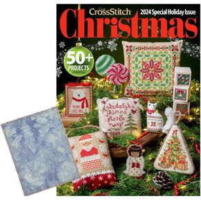 2024 Christmas Cross Stitch Magazine Bundle - Just Cross Stitch 2024 Christmas Ornaments Magazine with Christmas Hand-Dyed Aida 14 Count Cross Stitch Fabric by VolcanoStitching