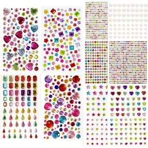 2774PCS Gem Stickers, Self Adhesive Gems for Crafts, Acrylic Bling Heart Stickers, Jewel Stickers Crafts self Adhesive, Assorted Shapes Jewels Rhinestones Stickers, Craft Supplies for Kids