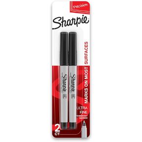 SHARPIE 37161PP Permanent Markers, Ultra Fine Point, Black, 2 Count