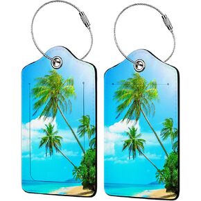 Blooming Flower Luggage Tags for Suitcases,2 Pack Luggage Tag, Leather Stainless Steel Loop Label Tag for Women Girl Travel Bag Suitcase