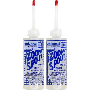 Universal Sewing Machine Oil in Zoom Spout Oiler – Lily White Oil (Stainless) for Sewing Machines, Textile Machinery and Parts (2 Bottles)