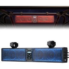 KEMIMOTO 6-Speaker UTV Sound Bar Waterproof Bluetooth Music Sync Multicolor Lights 26 inch SxS Speakers Wireless Soundbar for UTV Golf Cart w/ 1.75-2.25in Roll Bar