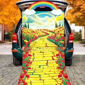Trunk or Treat Car Decorations Kit for SUV Halloween Church Car Archway Garage Decor Banners with Rainbow Sign for Car Decoration Halloween Flowers Party Follow Outdoor Decor Supplies