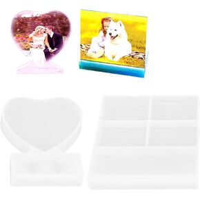 DIY Personalized Photo Silicone Tool,2 Pcs Resin Mold for Photo Frame,Photo Frame Resin Molds Flexible Durable Reusable Resin Personalized Photo Frame Mould for Home Table Decoration, Resin Mold