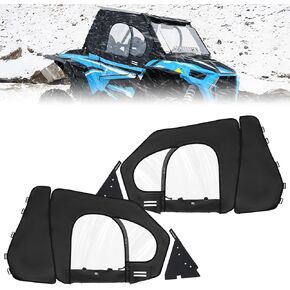 KEMIMOTO Upper Doors with Steel Frame Compatible with Polaris RZR XP 1000 / XP Turbo 2014-2023, Waterproof Tear-Resistant Embossed PVC Oxford Fabric Cab Enclosure Upper Window - 2 Seater