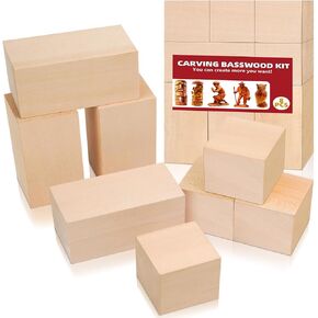 Basswood Carving Blocks, Large Whittling Wood Blocks Wood Carving Kit with 2 Different Sizes, Bass Wood for Wood Carving Easy to Use, for Kids and Adults （8 Pcs）