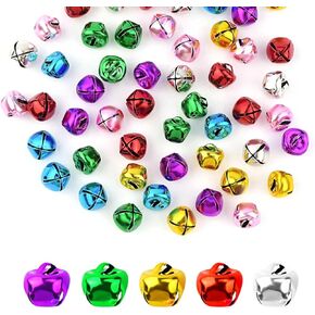 50 Pieces Jingle Bells for Craft Christmas Bells for Crafts DIY Craft Bells Multi-Color Bulk DIY Bells for Home Decoration Jingle Bells for Festival and Party Decor Metal Bells Decorations for Holiday