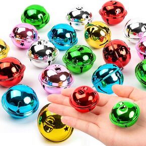 Large Jingle Bells for Crafts, 1.6" Christmas Jingle Bells Gliltter Metal Bells for Festival Home Holiday Decoration (18PCS)
