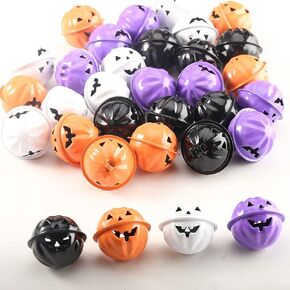 Zsail Halloween Pumpkin Bells 32PCS Shaped 1.6 Inches Jingle Jack O Lantern Face Design for Party ations Craft Holiday , Orange White Black
