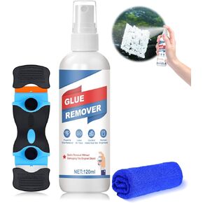 Ganbaro® Adhesive Remover, Sticker Remover, Glue Remover, 120 ml Adhesive Remover Spray Sticky Residue Remover with Razor and Towel, Easily Remove Glue Sticker for Car, Labels, Gum, 4 oz