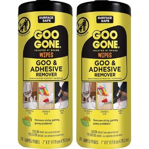 Goo Gone Adhesive Remover Wipes – Removes Stickers, Residue, Grease, Grime, Crayon, Sap, Sticky or Gooey Messes, Pre-Moistened Wipes, 2 Pack, 48 Count