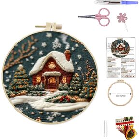 KOOFUR Christmas Cross Stitch Embroidery Craft Kits ，Hand Christmas DIY Embroidery Patterns Stamped Kit, Adults Kids Beginners Stamped Embroidery Kit 。 (Resort)