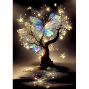 KYOQFVN Glitter Tree Cross Stitch Kits, 11CT Counted Cross Stitch Kits for Adults, Stamped Cross Stitch Kits Patterns Needles Supplies, Beginner Embroidery Kit for Adults 12x16inch