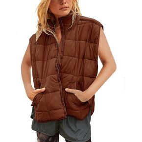 Xiaoxuemeng Puffer Vest Women Lightweight Zip Up Quilted Vest Padded Gilet Sleeveless Jacket with Pockets
