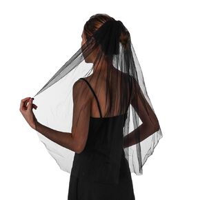 Yalice Short Wedding Veil for Bride 1 Tier/1T Fingertip Length Bridal Veils with Comb Cut Edge Veil Bachelorette Party (Ivory)