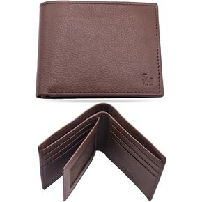 Leather Wallet for Men | Hand-crafted Bifold Top Grain Buffalo Leather Dark Brown Wallet with Center Card Holder Extra Capacity, Photo ID, Multiple Card Slots | Gift for Him