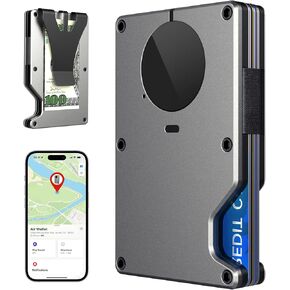 Air Wallet Built-in Finder Tag, Smart Tracker Wallet for Men, RFID Slim Minimalist Credit Card Holder Front Pocket Wallets with Money Clip, Work for Apple Find My (iOS Only) -Men Gifts