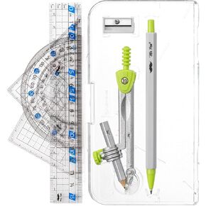 Mr. Pen- Geometry Set, 7 pcs, Compass for Geometry Compass Math, Geometry Kit with Storage Box, Math Compass, Geometry Set for School, Protractor and Compass Set, Drawing Tools, Ruler Set