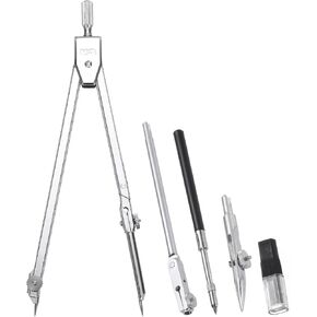 M&G Compass for Geometry, Metal Compass with Extra Lead Refills Geometry Math Drafting Drawing Measuring Tools for Classroom Office, Silver Tone