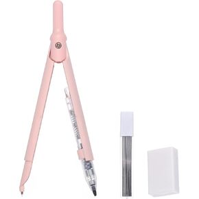 M&G Compass for Geometry, Metal Compass with Extra Leads and Eraser Geometry Math Drafting Drawing Measuring Tools for Classroom Office Supplies, Pink