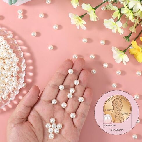 SUREAM 2600 PCS No Hole Vase Pearls, Ivory Polished Pearls for Decoration, Art Faux Pearls for Vase Fillers, 8mm Beads for Centerpieces Vases, Home, Wedding, Party, Christmas Decor in Saudi Arabia