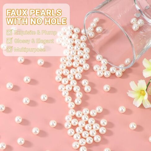 SUREAM 2600 PCS No Hole Vase Pearls, Ivory Polished Pearls for Decoration, Art Faux Pearls for Vase Fillers, 8mm Beads for Centerpieces Vases, Home, Wedding, Party, Christmas Decor in Saudi Arabia