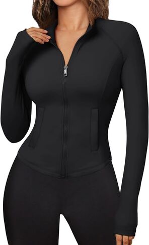 Trendy Queen Women's Athletic Full Zip Lightweight Jacket Long Sleeve Workout Tops Slim Fit Hoodies in Saudi Arabia