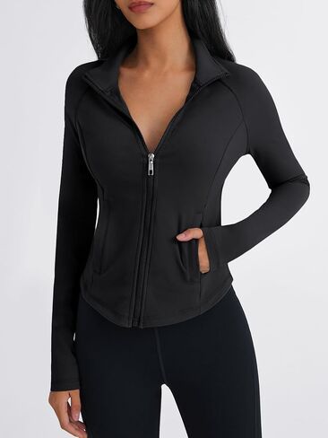 Trendy Queen Women's Athletic Full Zip Lightweight Jacket Long Sleeve Workout Tops Slim Fit Hoodies in Saudi Arabia