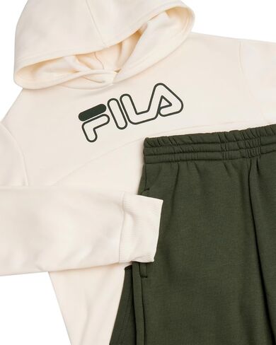 طقم بدلة رياضية للأولاد من Fila - قطعتين سويت شيرت بغطاء للرأس وبنطلون رياضي - مجموعة ملابس رياضية عالية الأداء للأولاد، 8-12 in Saudi Arabia