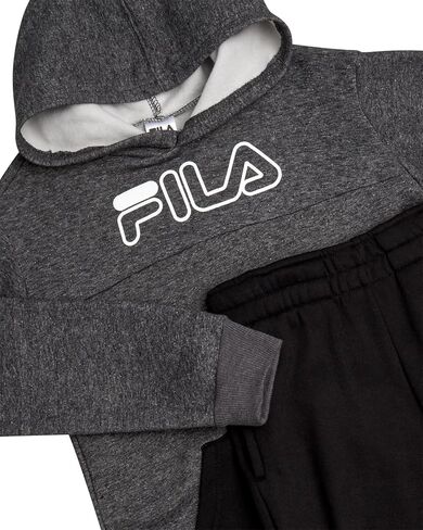 طقم بدلة رياضية للأولاد من Fila - قطعتين سويت شيرت بغطاء للرأس وبنطلون رياضي - مجموعة ملابس رياضية عالية الأداء للأولاد، 8-12 in Saudi Arabia